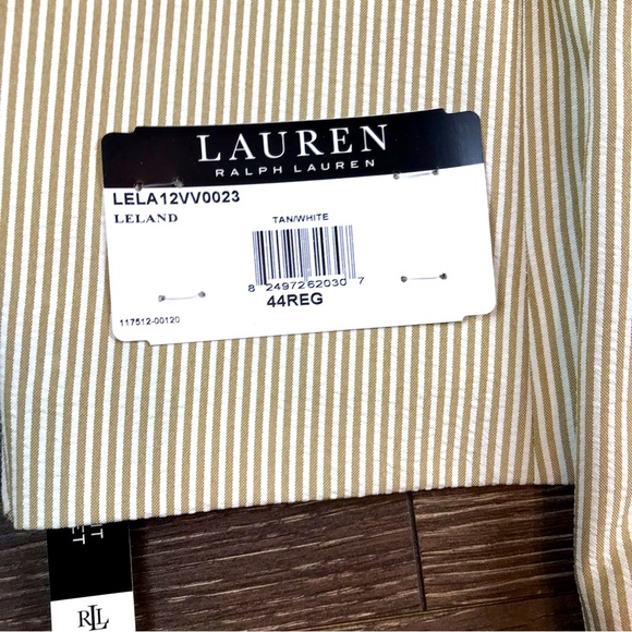 Lauren Ralph Lauren Mens Classic Fit 2 Piece Suit Jacket & Trouser - Tan & White - Picture 3 of 13